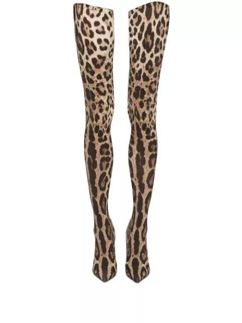 Dolce & Gabbana KIM DOLCE&GABBANA leopard-print thigh-high boots Women 0114