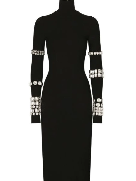 Affordable Dolce midi Gabbana Women & dress KIM embellished Milano-rib DOLCE&GABBANA 0307