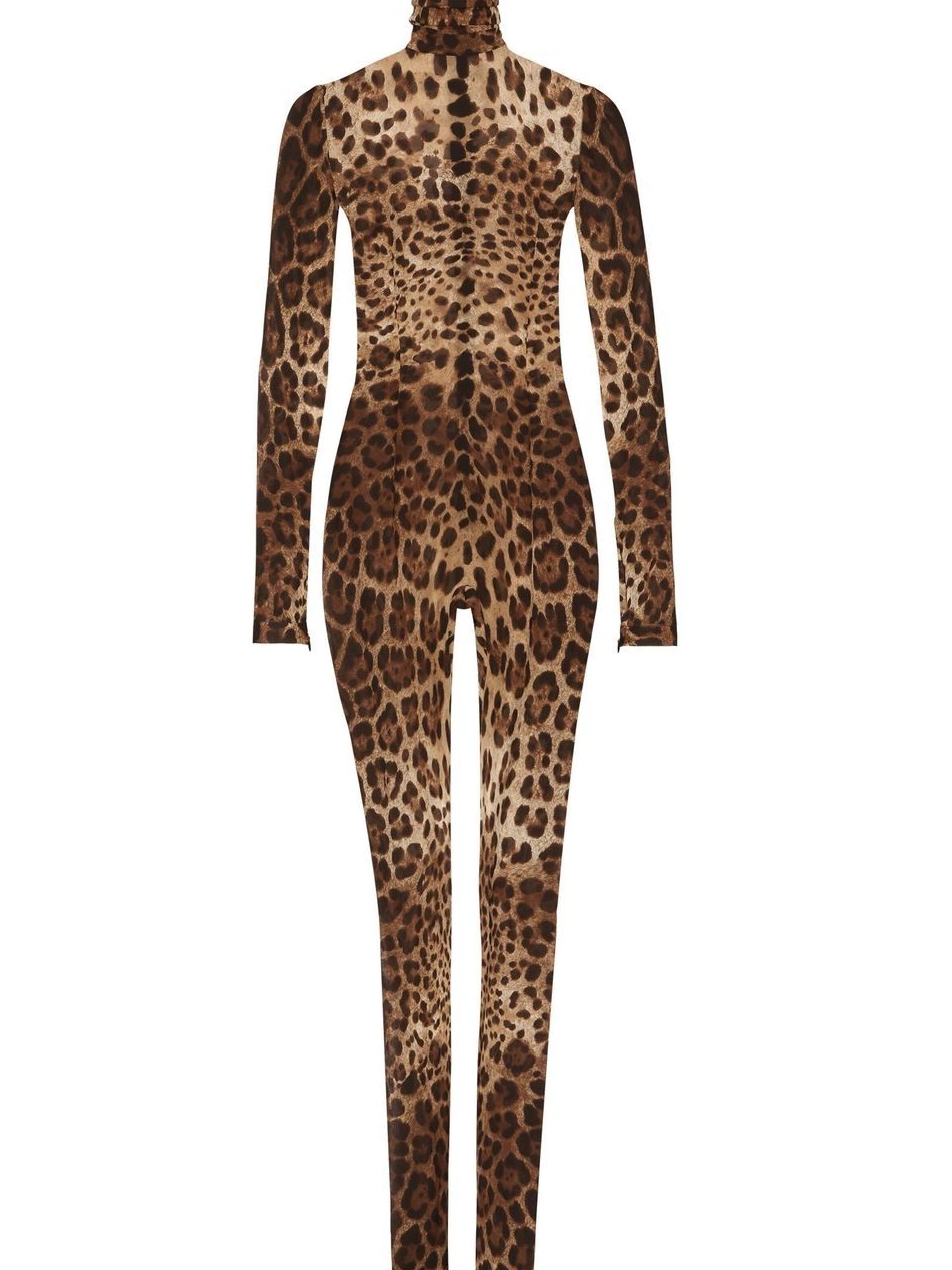 Cheap Gabbana DOLCE&GABBANA Dolce KIM sheer jumpsuit & leopard-print Women 0317